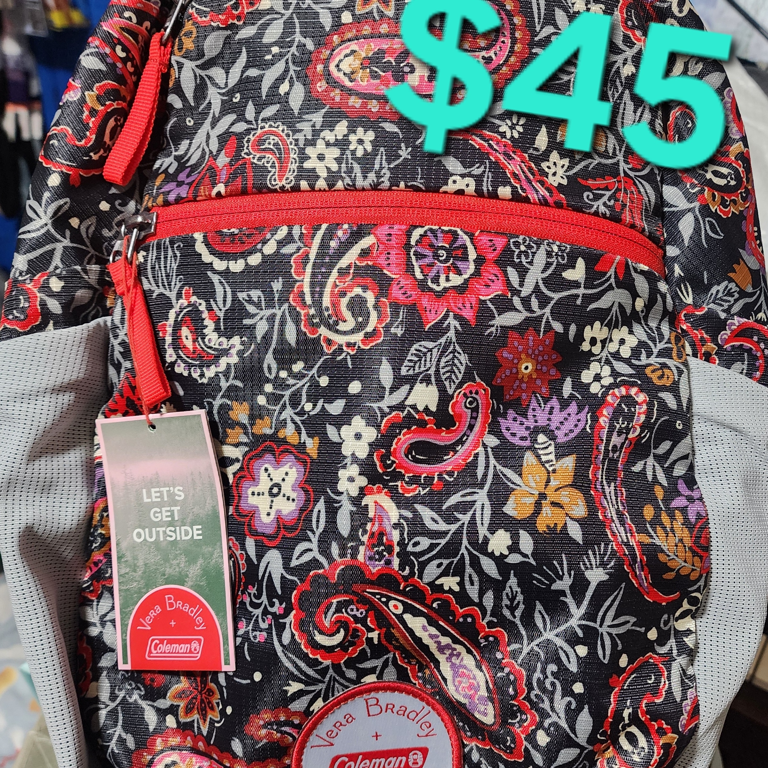 Vera Bradley Floral Backpack - Red And Black